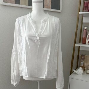 a.n.a White Long Sleeve Lightweight Cotton Peasant Blouse